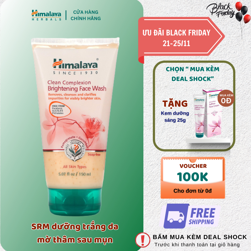 Sữa rửa mặt trắng da mịn màng Himalaya Clear Complexion Whitening Face Wash 150ml