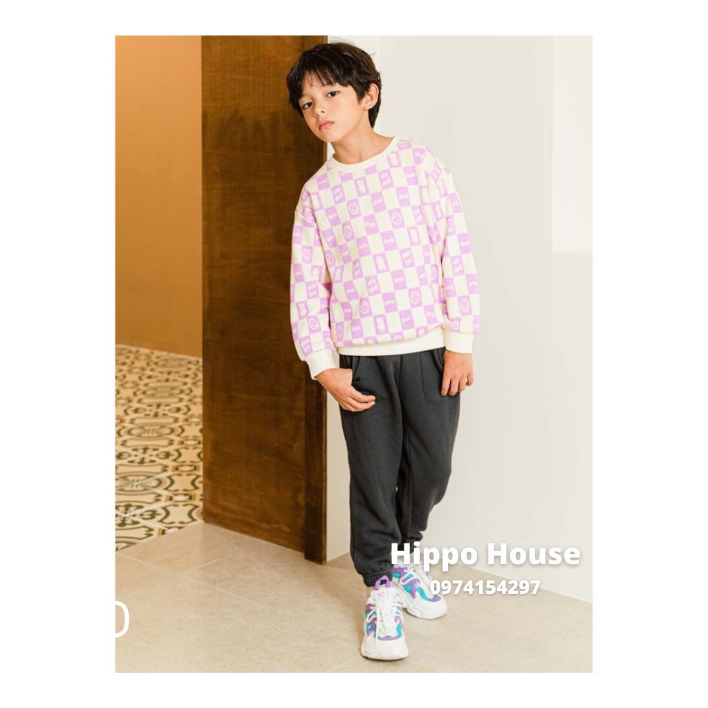 Quần Nỉ  Jogger Da Cá  Nỉ Bông Bé Trai Xuất Hàn  Hippo House Size 110 120 130 140 150