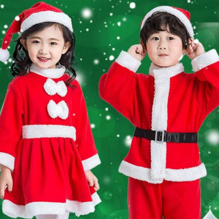 🍄[2024] Quần Áo + Mũ Noel Cho Bé, Trang Phục Hóa Trang Ông Già Noel, Váy Đầm Đỏ Giáng Sinh Trẻ Em. Mũ Noel Bằng Nhung Nỉ