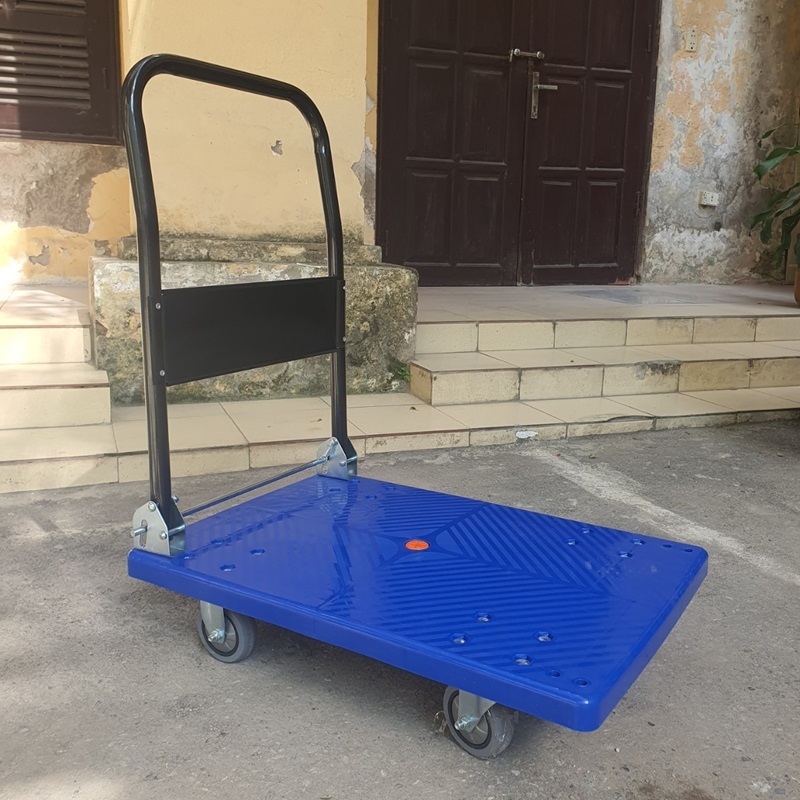 Xe đẩy hàng 4 bánh tải trọng 100kg, 150kg sàn thép, sàn nhựa chịu lực giá rẻ