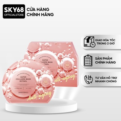 Hộp 10 Mặt Nạ BANOBAGI Retinol Cải Thiện Nếp Nhăn Super Collagen Mask 30ml x10 - SUPER Retinol