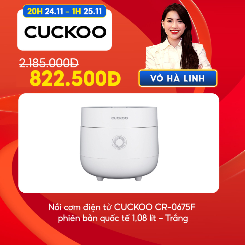 [Chỉ còn 822K sau khi áp voucher] Nồi cơm điện tử CUCKOO CR-0675F phiên bản quốc tế 1,08 lít- Màu trắng - Hàng chính hãn