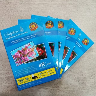 Combo Giấy in ảnh Sapphire RC Glossy 10x15 240gsm giấy in ảnh 1 mặt, dùng cho máy in phun