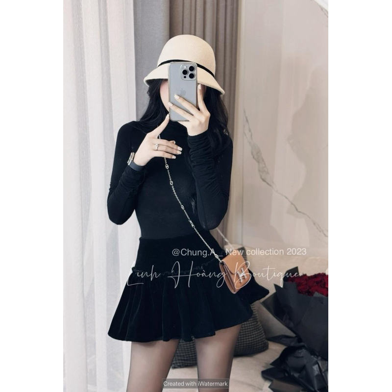 Áo thun ôm cổ lọ siêu co giãn chuẩn Linh Hoàng