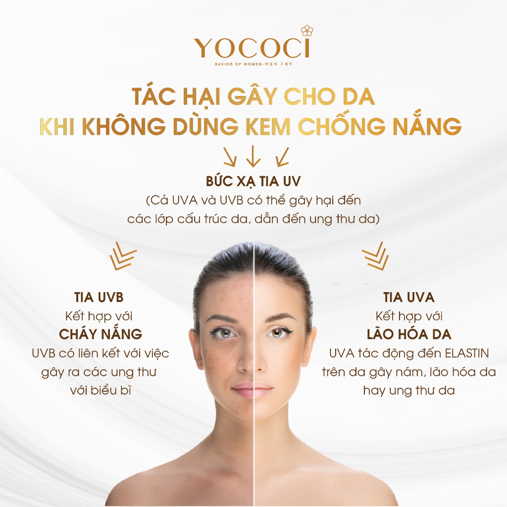 Bộ 3 sản phẩm cao cấp Yococi 1 kem chống nắng 50g + 1 face 20g + 1 serum 20ml