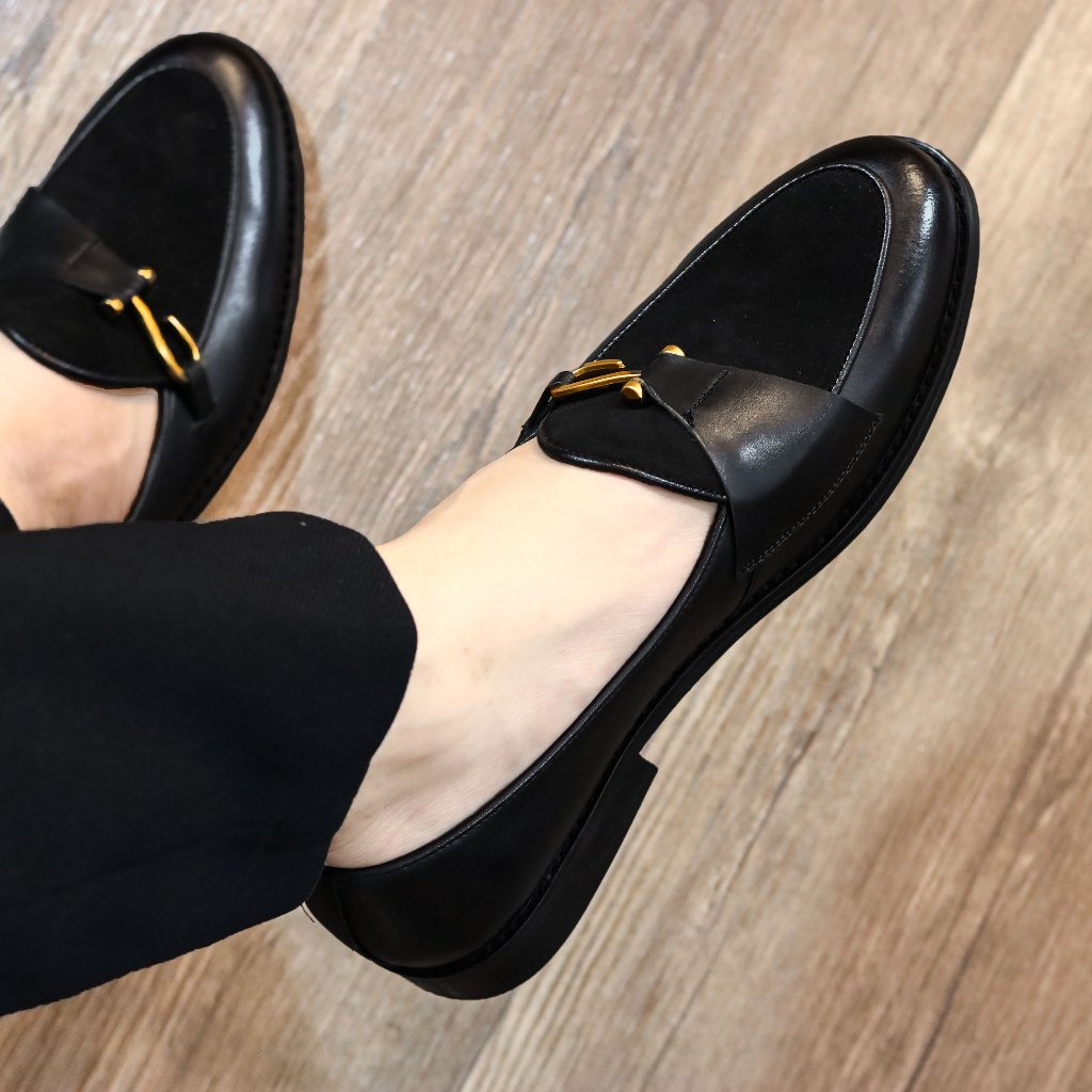 Giày Lười Nam Công Sở Da Bò Nappa Đế Phíp Gỗ Cực Bền-  Bảo Hành 12 Tháng, Mu Mặt Da Lộn Mã X138