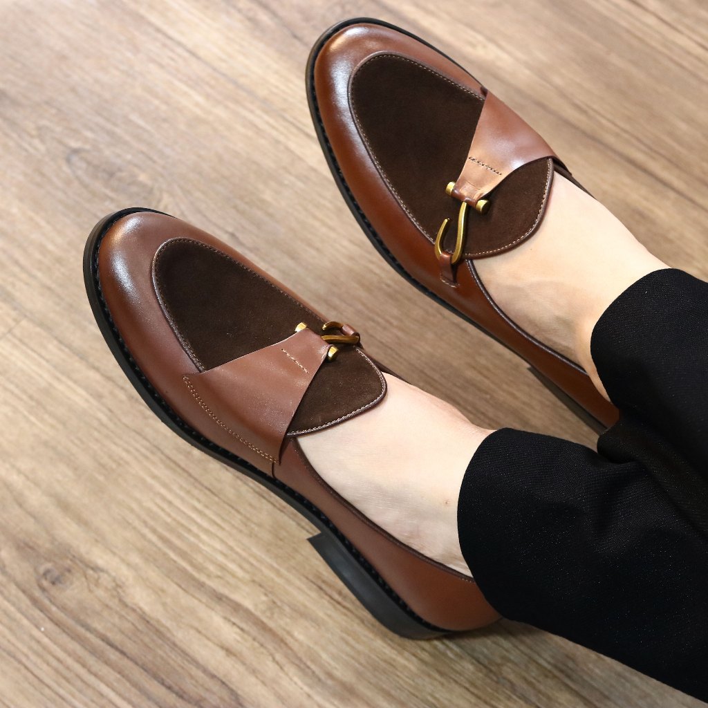 Giày Lười Nam Công Sở Da Bò Nappa Đế Phíp Gỗ Cực Bền-  Bảo Hành 12 Tháng, Mu Mặt Da Lộn Mã X138