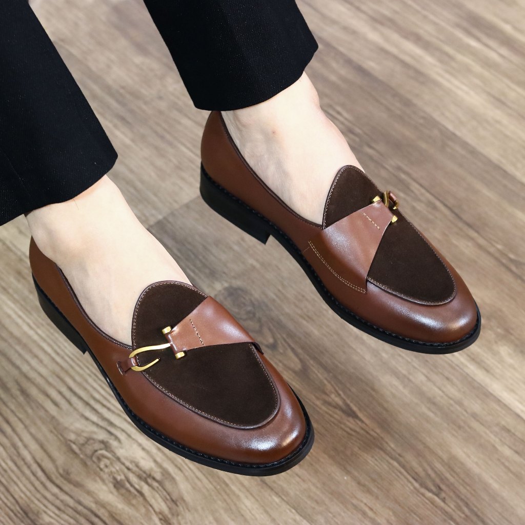 Giày Lười Nam Công Sở Da Bò Nappa Đế Phíp Gỗ Cực Bền-  Bảo Hành 12 Tháng, Mu Mặt Da Lộn Mã X138