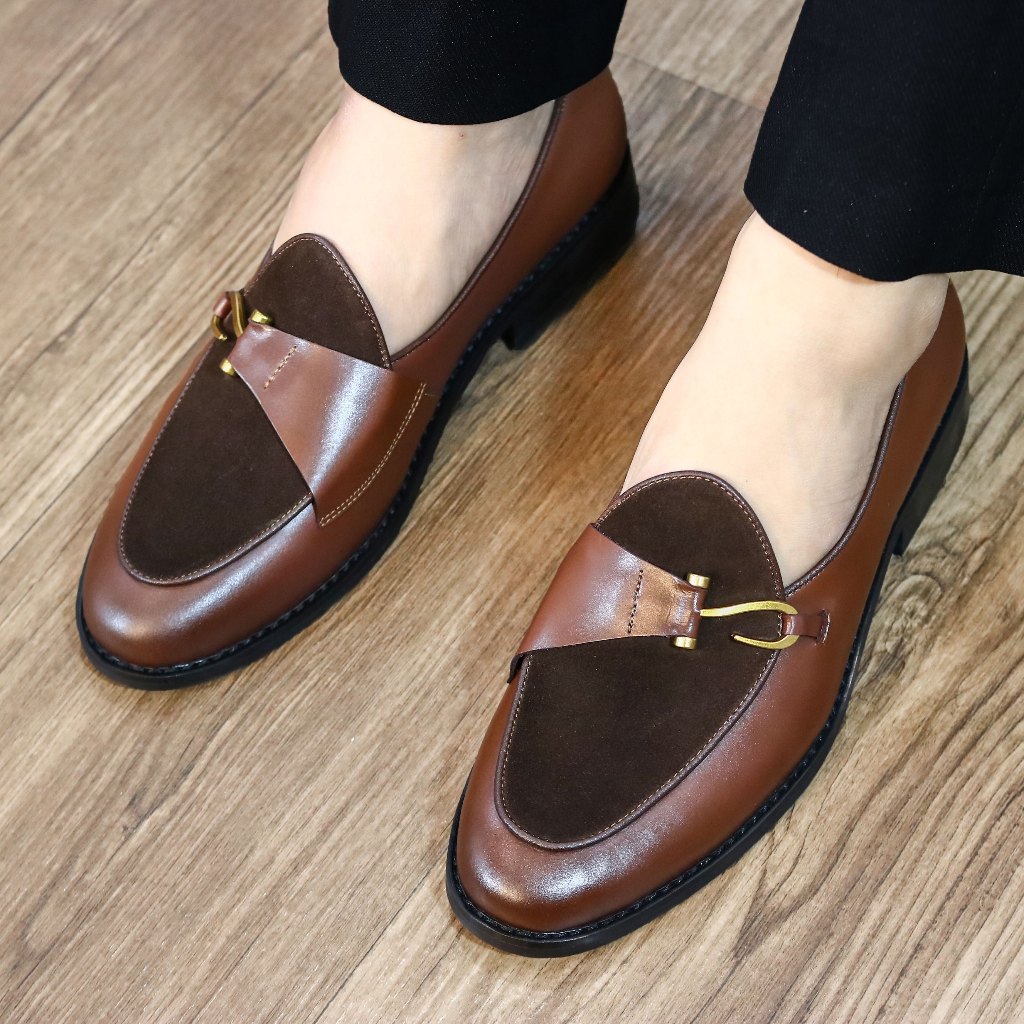 Giày Lười Nam Công Sở Da Bò Nappa Đế Phíp Gỗ Cực Bền-  Bảo Hành 12 Tháng, Mu Mặt Da Lộn Mã X138