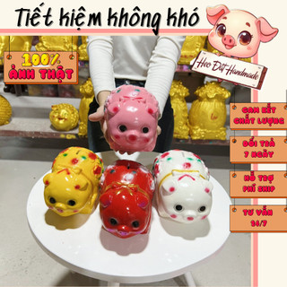 Heo đất Lợn đất Heo đất tiết kiệm dễ thương, Heo Đất Handmade, Hoa Nhí size nhỏ