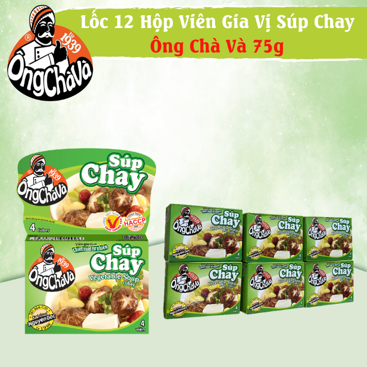 Lốc 12 Hộp Viên Gia Vị Súp Chay Ông Chà Và 75g (Vegetable Soup Cubes)