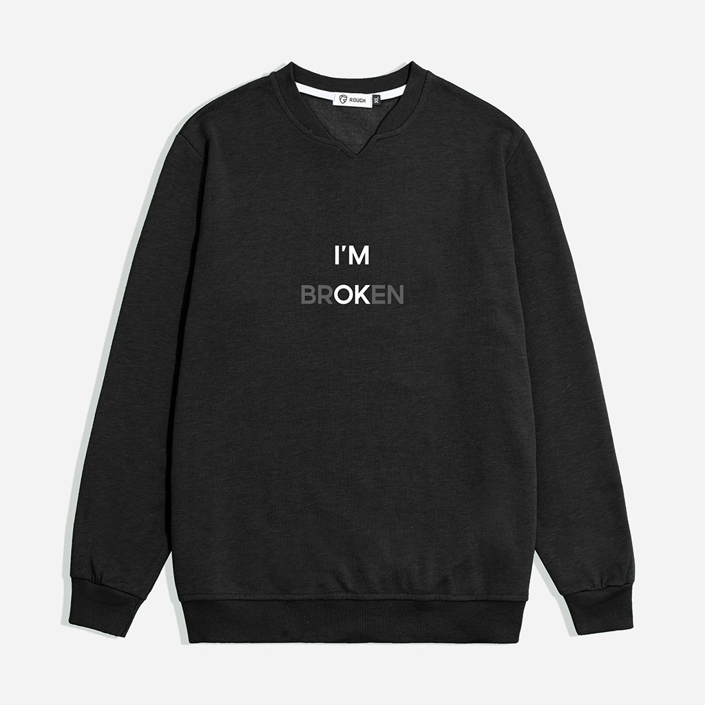 Áo sweater nỉ bông nam ROUGH I'm Broken