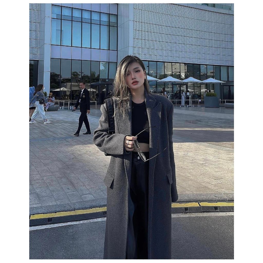 Áo măng tô dạ xám lỳ - thiết kế by BUY.NOW