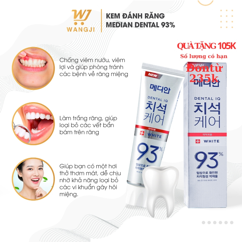 Kem đánh răng Hàn Quốc Median 93% Trắng Răng