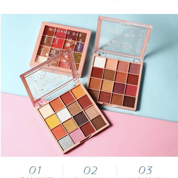 Bảng Phấn Mắt - 16 Màu lấp lánh lung linh chống hút nước senko.shop08