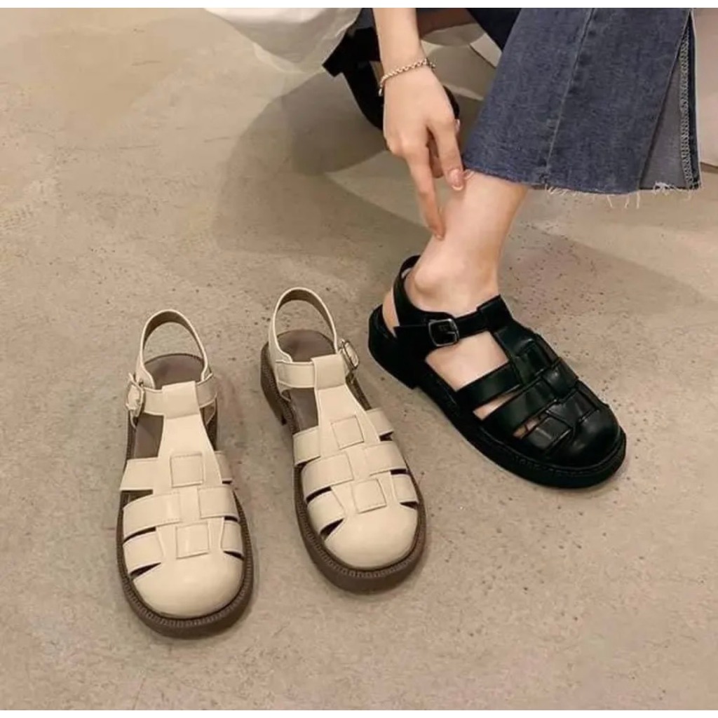 Giày Sandal Rọ nữ đan 3 NAN ngang phong cách Nhật cao 2cm