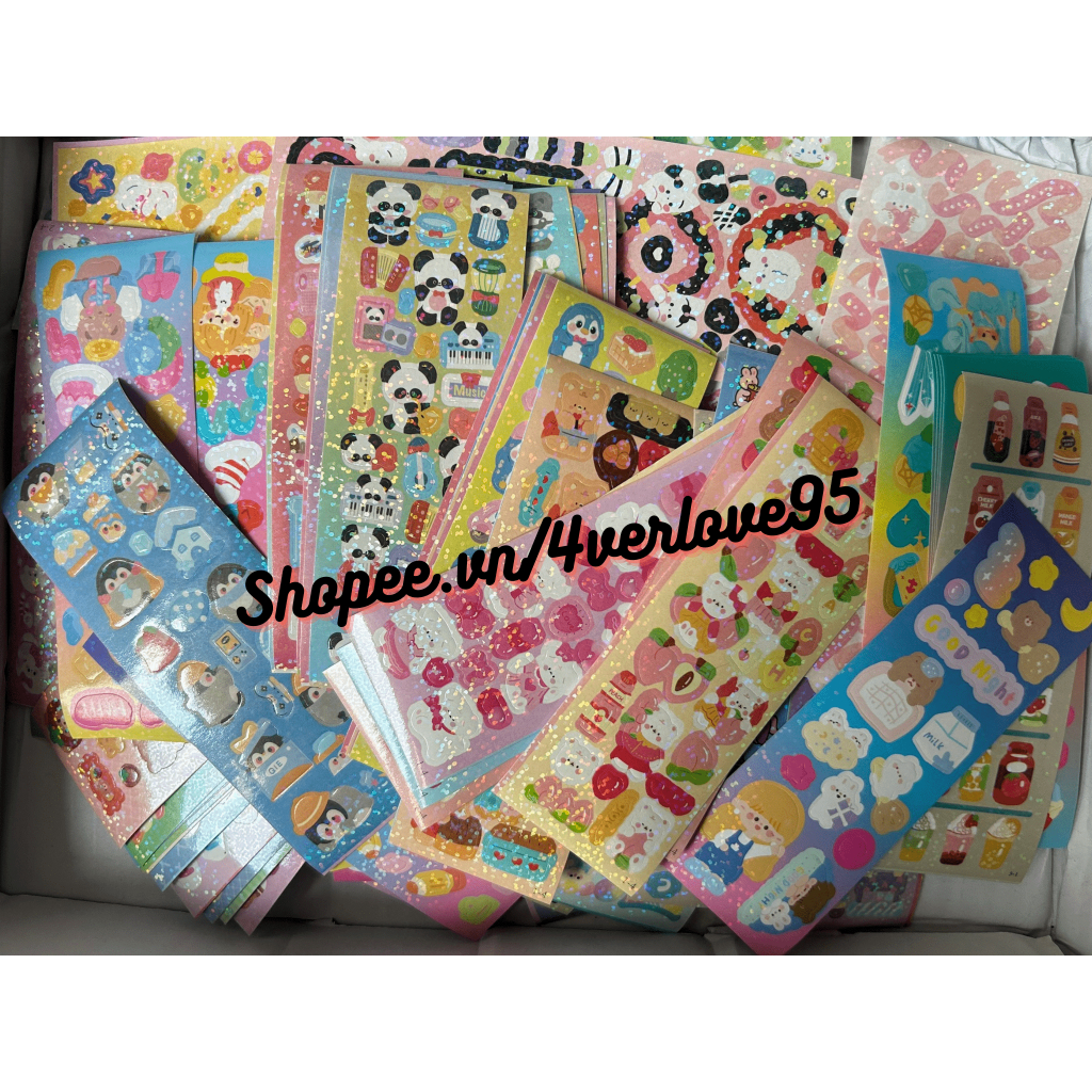 10 Tấm Sticker Hình Thú Chibi Cute Lấp Lánh