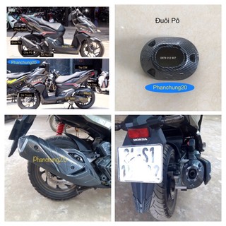 Ốp đuôi pô dùng cho đời xe vario 160cc - vario 2022 2023 cacbon