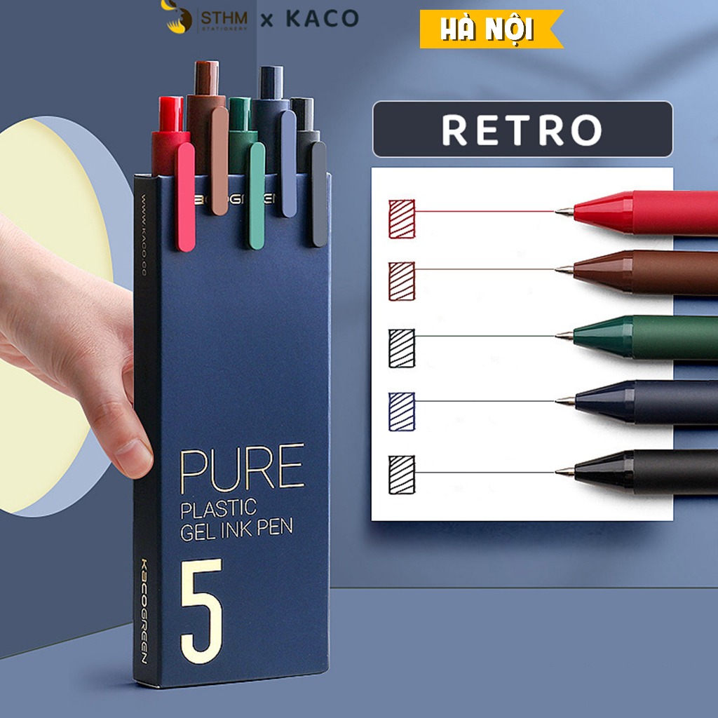 - Bút Kaco nhiều màu - hộp 5 cây 5 màu - Viết tiêu đề, vẽ hình học, đồ thị, trang trí sổ tay