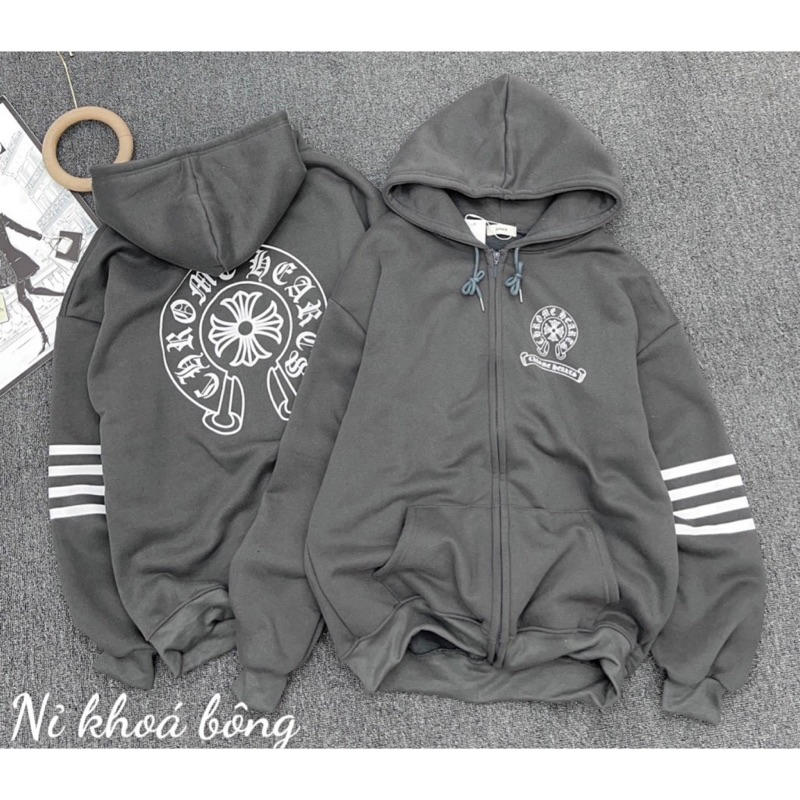 Áo khoác nỉ Chorm 4 vạch tay in 2 mặt tay chuông unisex nam nữ dày dặn ODA488