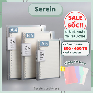 Sổ còng Binder A4 B5 A5 8 còng kèm ruột giấy refill làm planner bullet journal SEREIN