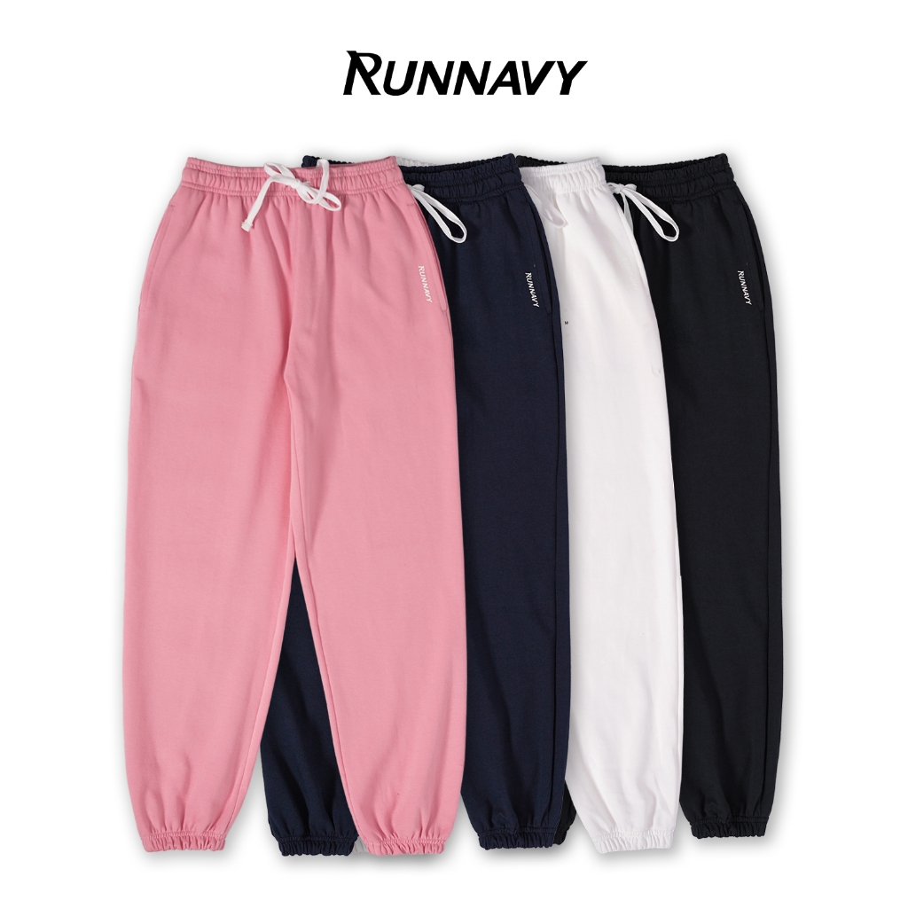 Quần jogger nữ form thể thao vải Cotton 2 lớp dày dặn mềm thoáng mát Run Navy WJG85