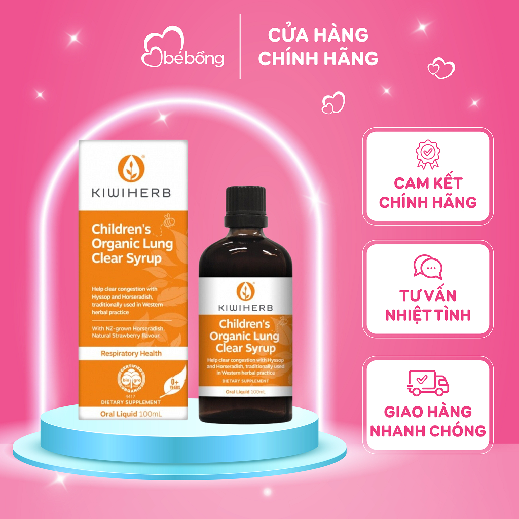 Siro bổ phổi & loại đờm Kiwiherbs Lung Support 100ml và 200ml cho bé