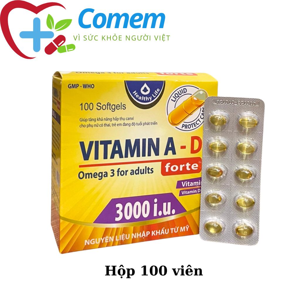 Viên Uống Vitamin A D Bổ Sung Vitamin Giảm Nguy Cơ Khô Mắt Mỏi Mắt Còi Xương Hỗ Trợ Đẹp Da- Hộp 100 Viên