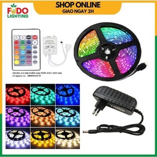 Combo dây đèn led đổi màu rgb 12v 5050 + nguồn 12v5a nhựa + remot điều khiển 12v