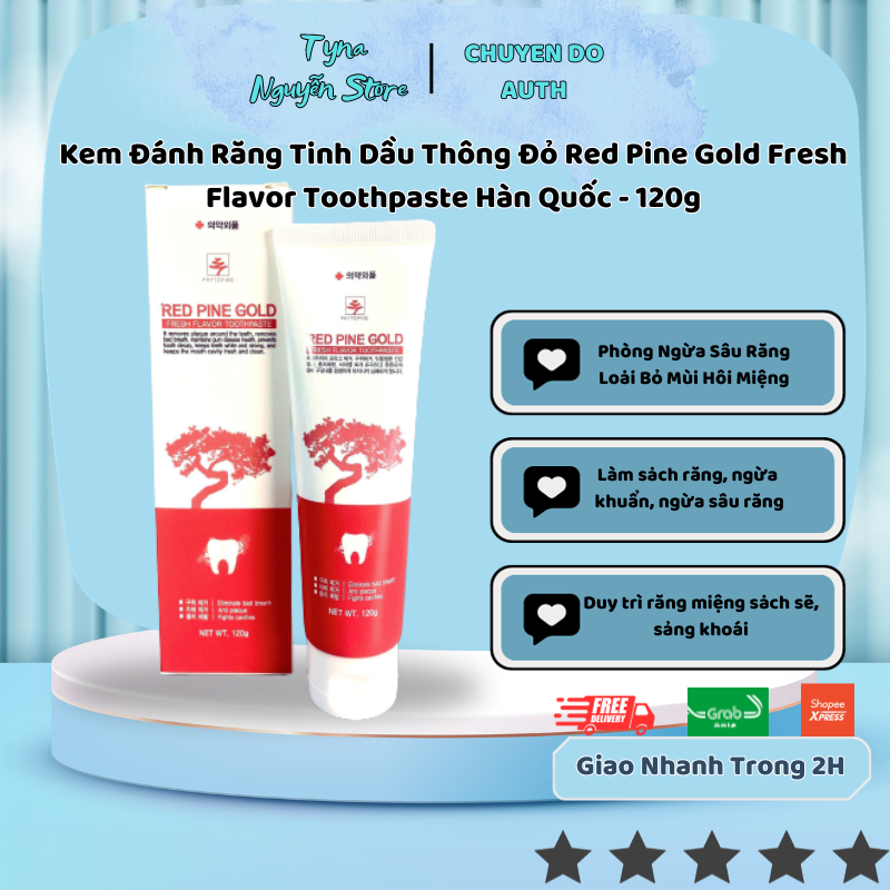 Kem Đánh Răng Tinh Dầu Thông Đỏ ngừa khuẩn, ngừa sâu răng Red Pine Gold Fresh Flavor Toothpaste Hàn Quốc - 120g