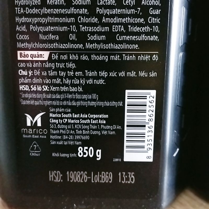 Dầu gội nước hoa XMen For Boss Intense 850g.