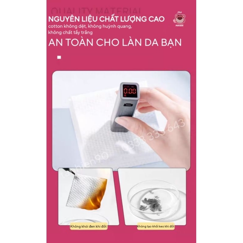 Gói 200 tờ khăn giấy lau mặt khô đa năng gấu dâu LOTSO treo tường cao cấp