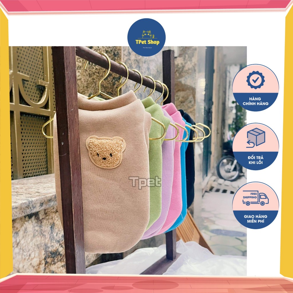 Áo nỉ bông gấu ba lỗ cho thú cưng - Tpetshop