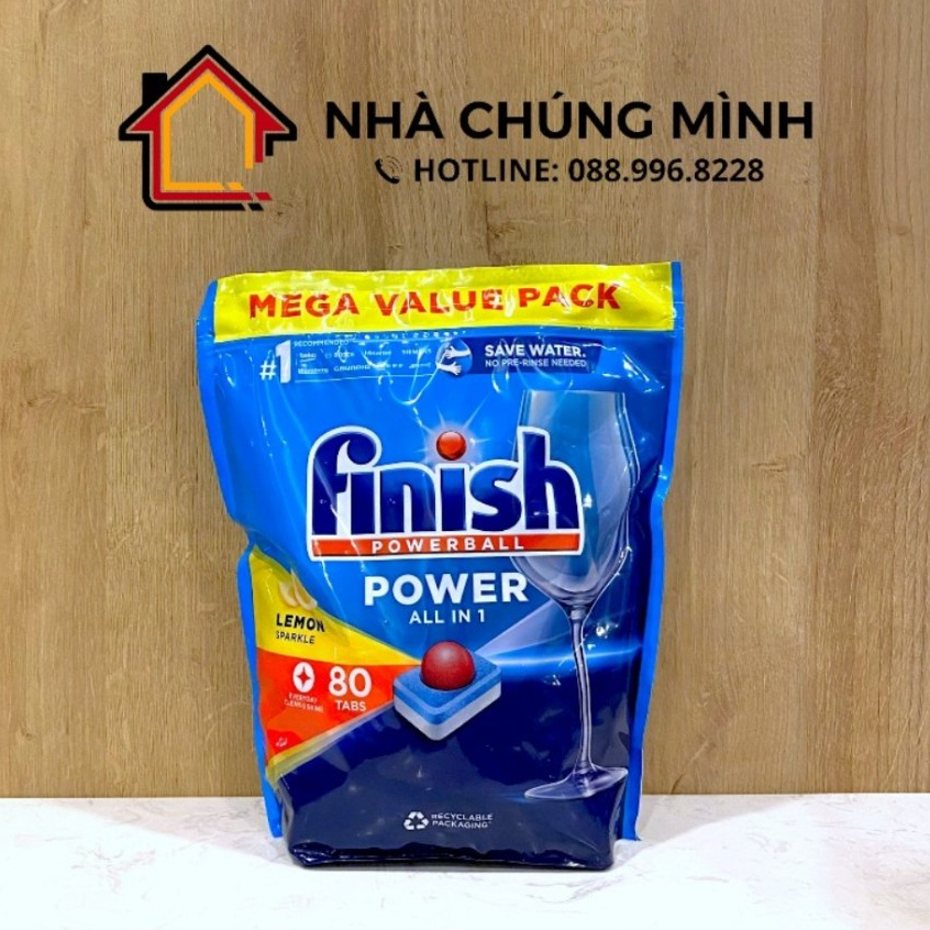 Viên rửa chén bát Finish All In One Max 100 viên, 30 viên 10 chức năng cho máy rửa bát