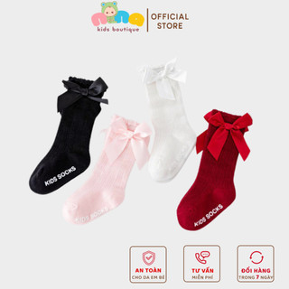 Tất cổ cao cho bé Nina Kids Boutique Vớ đính nơ Chất len co giãn Size 0m 24m