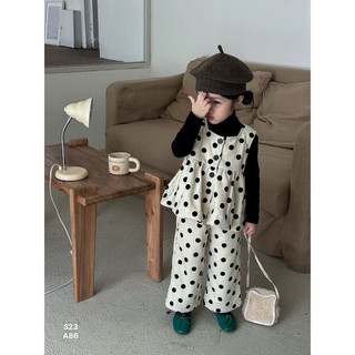 Set dạ chấm bi cho bé gái | Áo len cổ lọ cho bé