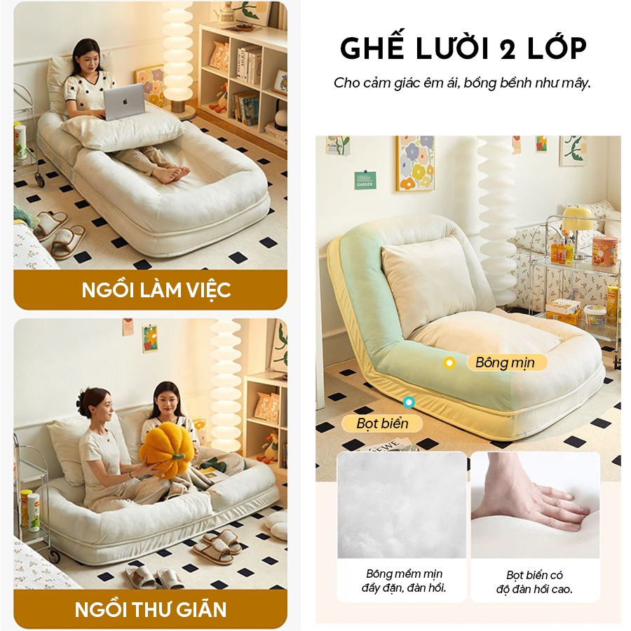 [HOT] Ghế Lười Sofa Mở Thành Giường ROYALDECORHN Ghế Ngồi Bệt Tatami Thư Giãn, Ghế Lười Cute Tặng Bạn Gái Cực Đẹp