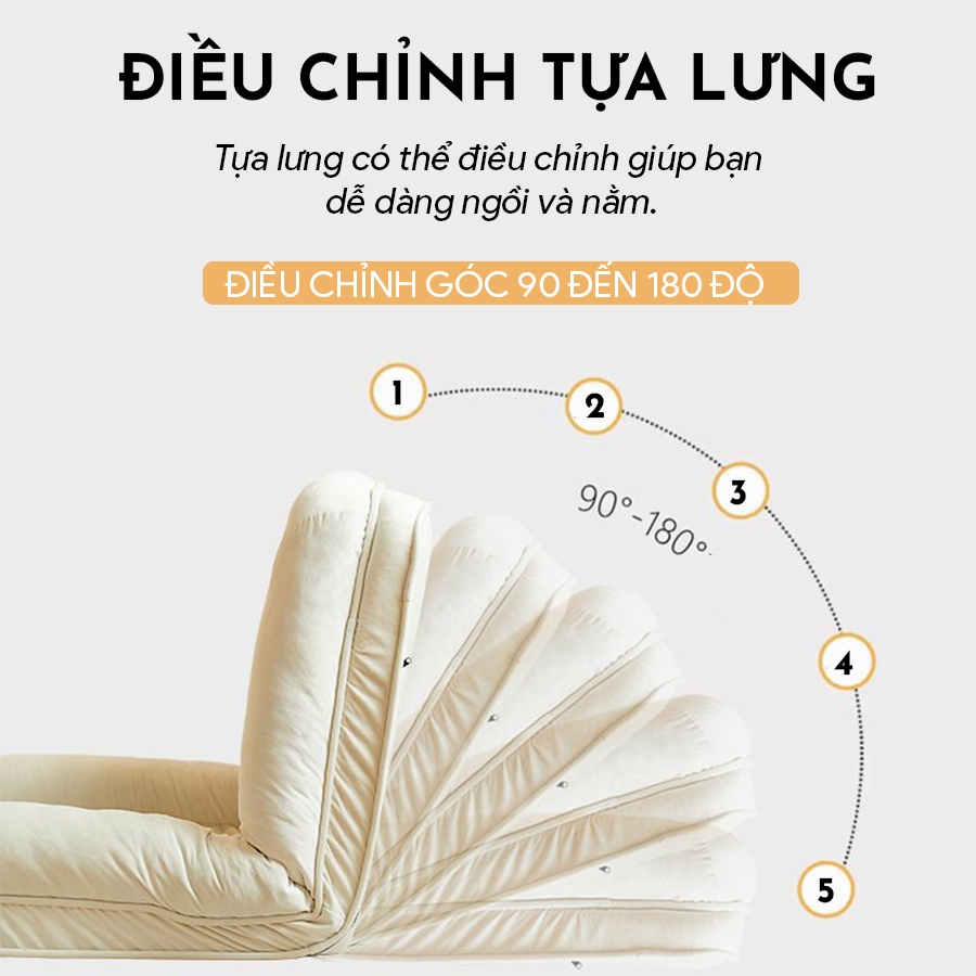 Ghế sofa Lười Ngả 180 Độ ROYALDECOR Điều Chỉnh Tựa Lưng ,Giường ngủ Ghế Sofa Giường Gấp Gọn Có Khoá Vệ Sinh