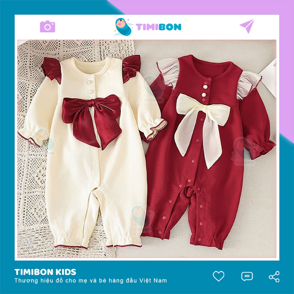 Quần Áo Trẻ Em Sơ Sinh Bộ Đồ Liền Thân Dài Tay Chất Cotton Bodysuit Cánh Tiên Cho Bé Gái [BDD41]