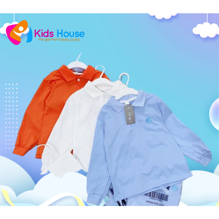 H303- set 3 áo polo bé trai dài tay mặc thu đông
