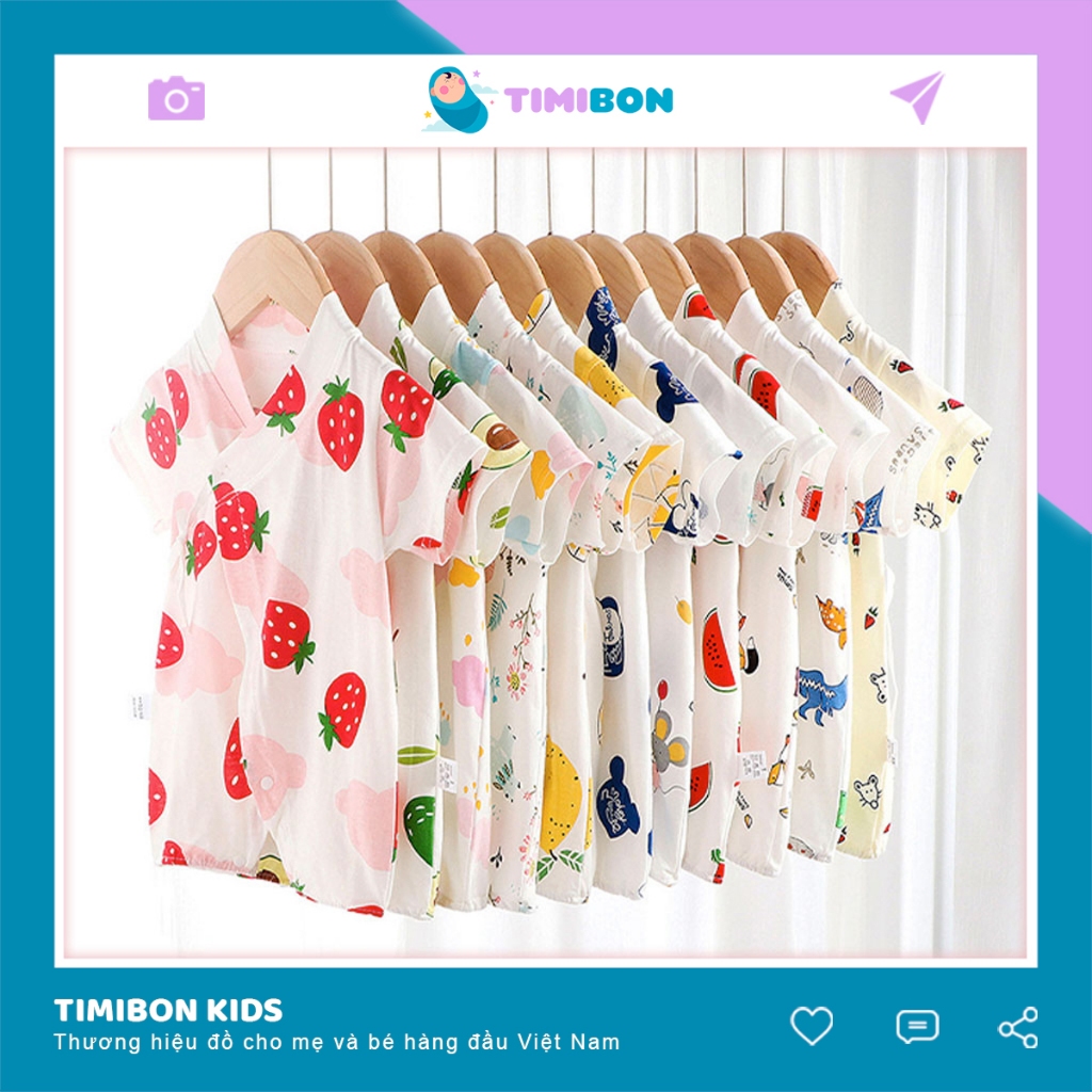 Quần Áo Trẻ Em Sơ Sinh Bộ Đồ Liền Thân Cộc Tay Chất Cotton Bodysuit Đùi KIMONO Cho Bé Trai Bé Gái [B