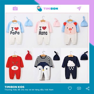 Bộ Body Dài Tay Kèm Mũ Cho Bé - [BDD4]