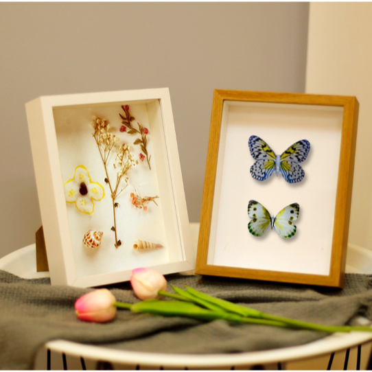 Khung Ảnh Để Bàn gỗ 3D trong suốt 12*17*4,5cm 1 mặt KA9 Khung Hình mô hình hoa khô đất sét tiêu bản tranh giấy kèm đế