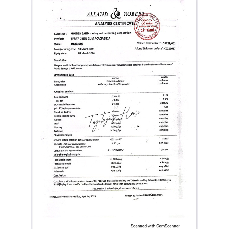 Chất làm đặc Gum Arabic 1KG phụ gia thực phẩm