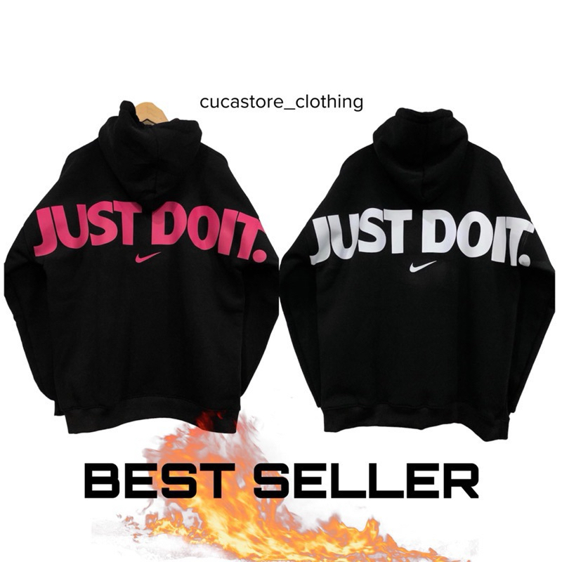 Áo Hoodie N!ke Just do it chữ hồng dễ thương cá tính, áo nỉ mùa đồng Hàn quốc xuất xịn