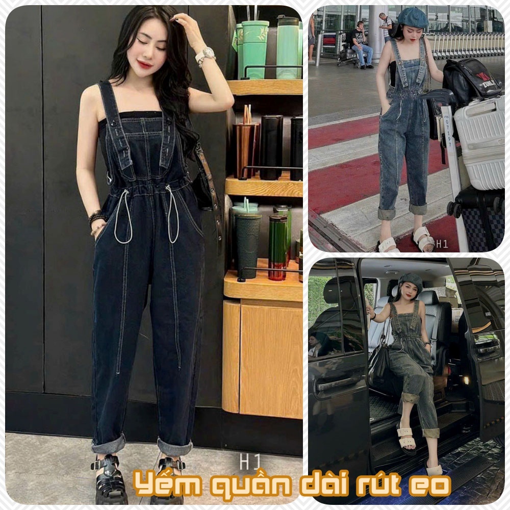 Yếm quần jean dài phối màu thời trang  | A&JEAN STORE
