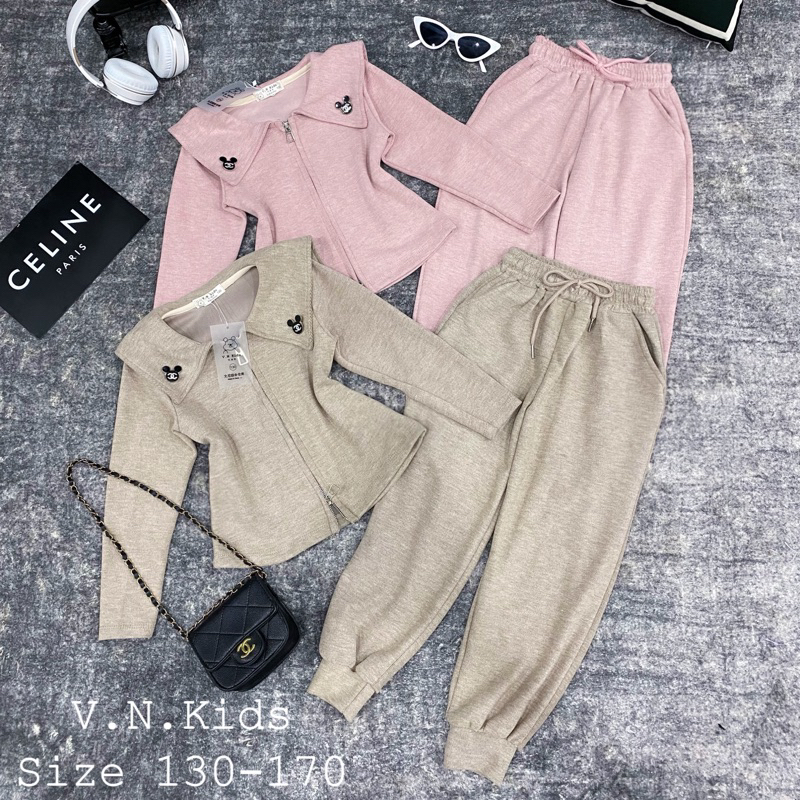 Bộ len lông Thỏ kèm tag mickey xinh sang cho Bé size đại 17kg-42kg