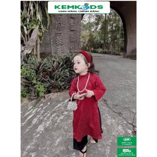 Sét Áo dài gấm Kem Kids, áo dài cho bé mặc tết size 10-30kg