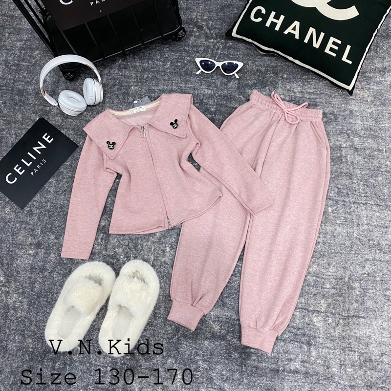 Bộ len lông Thỏ kèm tag mickey xinh sang cho Bé size đại 17kg-42kg