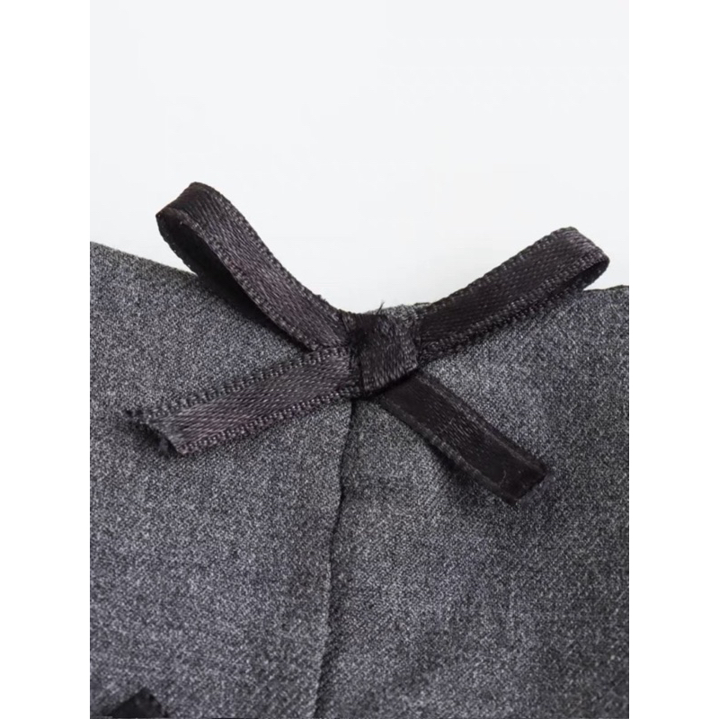 Áo xám cổ yếm phối nơ hàng TQ